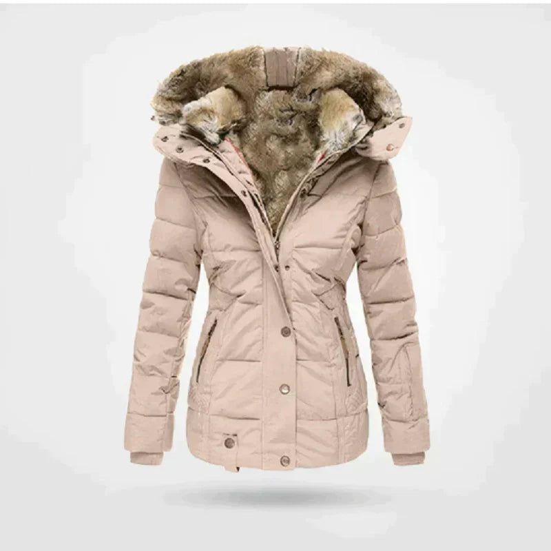 Chaqueta Parka con Capucha de Piel Templada para Mujeres | Abrigo Clásico de Invierno