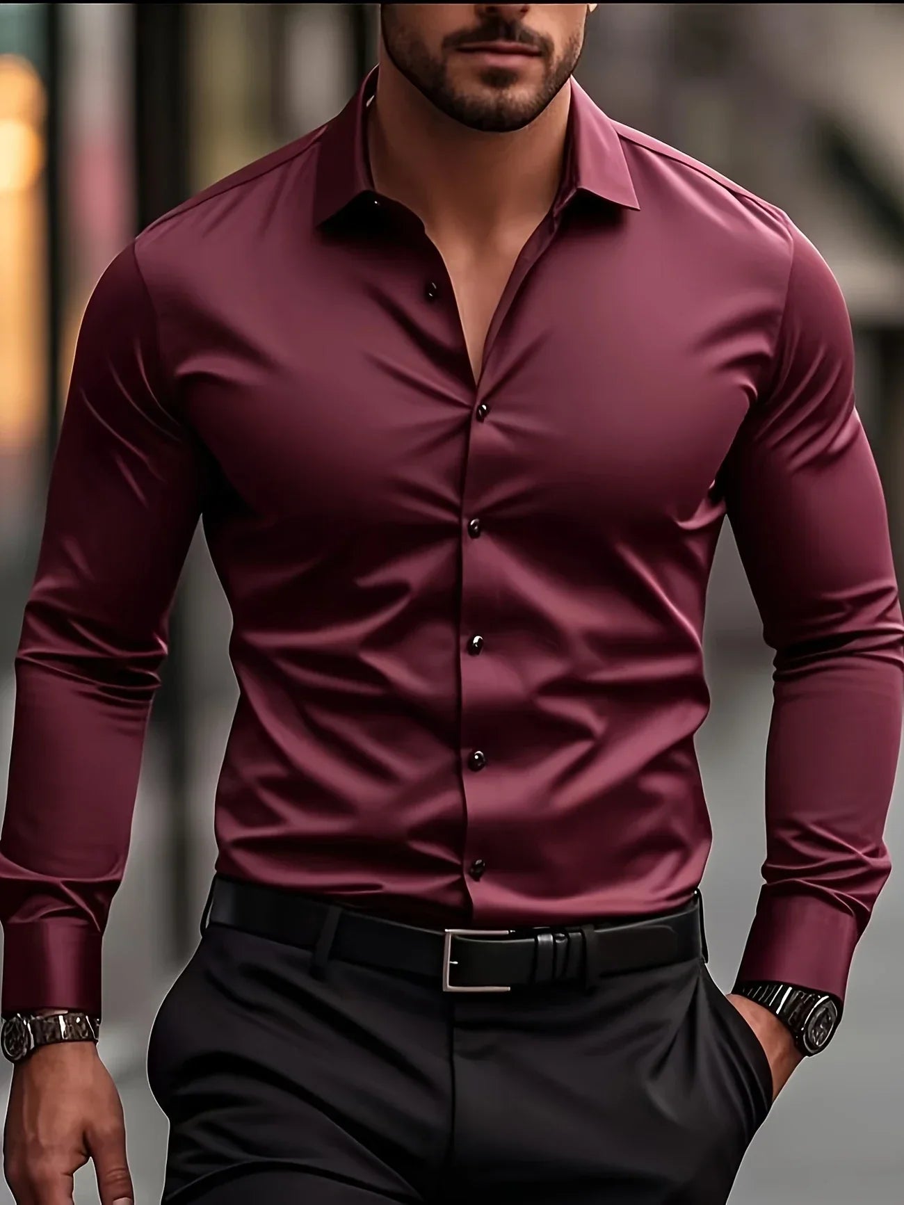 Byrellino Camisa Hombre | Camisa de Hombre con Botones y Cuello