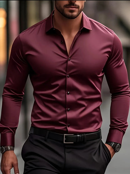 Byrellino Camisa Hombre | Camisa de Hombre con Botones y Cuello