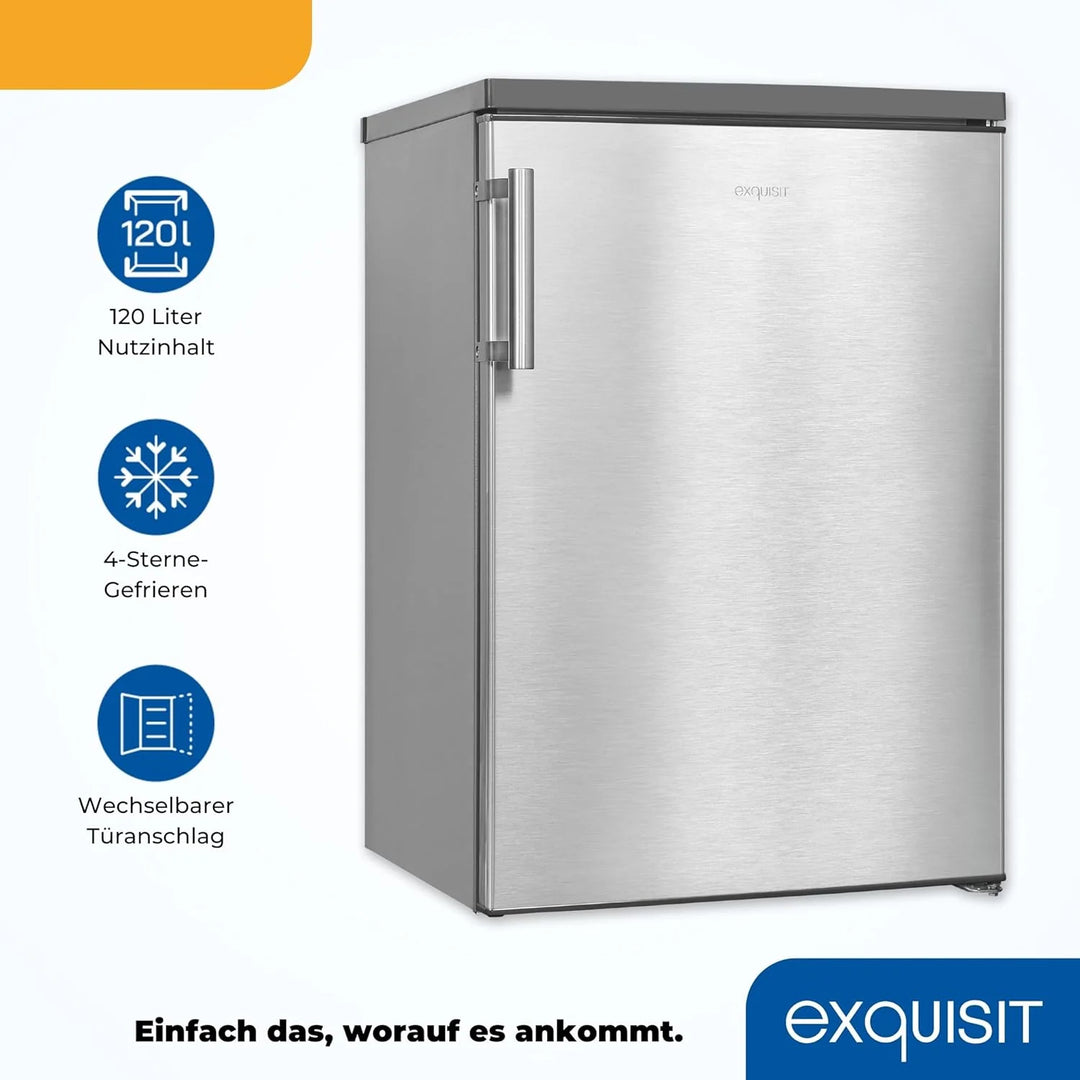 Exquisit Kühlschrank mit Gefrierfach, 120 Liter, 4-Sterne-Gefrierfach, Kühlschrank freistehend, KS516-4-H-010D weiss