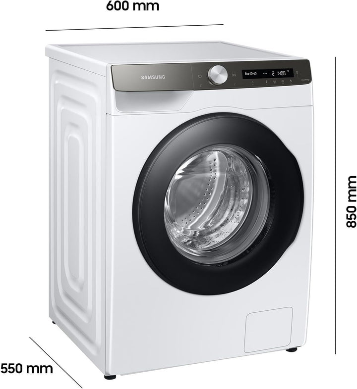 Samsung Waschmaschine, 8 kg, 1400 U/min, Ecobubble, Automatische Waschmittel- und Weichspülerdosierung, Inox/Schwarz, WW80T534AAXAS2