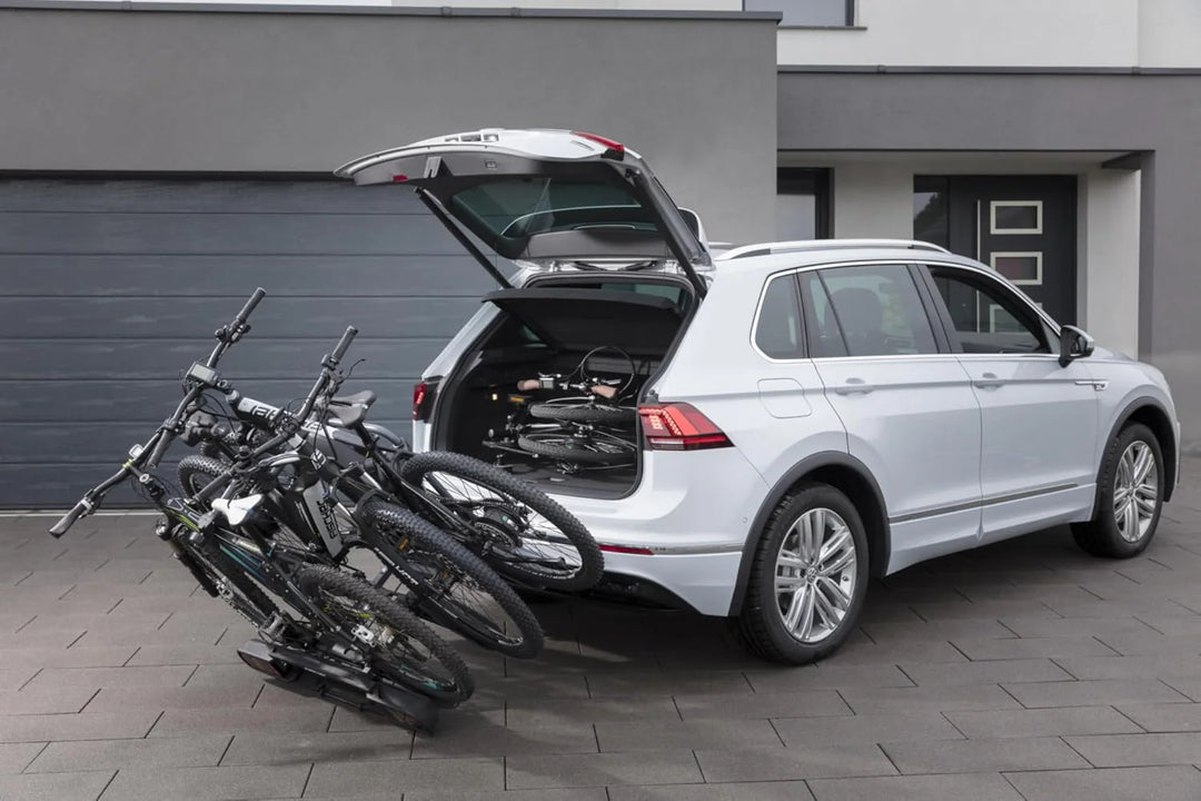 Fischer Kupplungs-Fahrradträger ProlineEvo 2, für 2 Fahrräder bis 60kg Nutzlast, E-Bike geeignet, vormontiert, abschließbar, faltbar