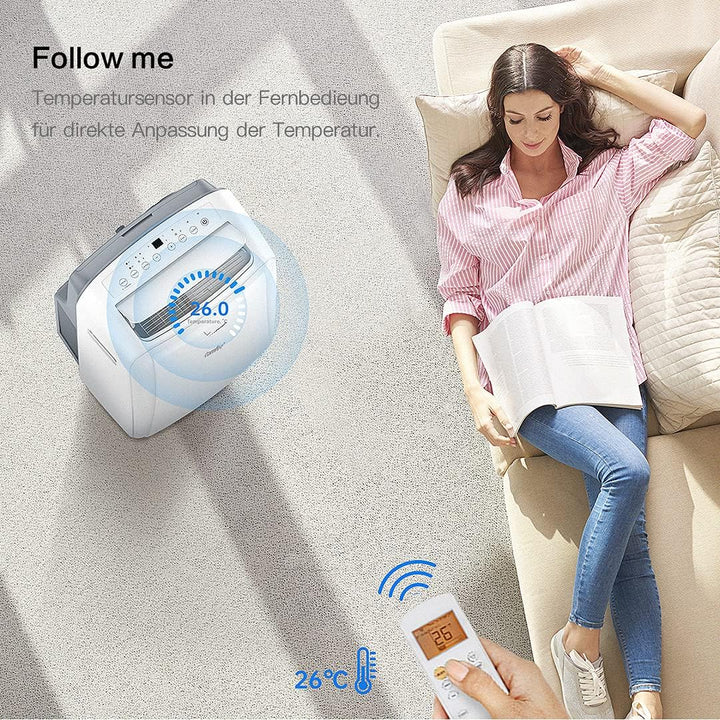 Comfee Mobiles Klimagert Easy Cool 2.0, 7000 BTU 2,0kW, Kühlen&Ventilieren&Entfeuchten, Raumgre bis 68m(25㎡), APP-Steuerung/Alexa/Google Home/IFTTT, Mobile Klimaanlage mit Abluftschlauch