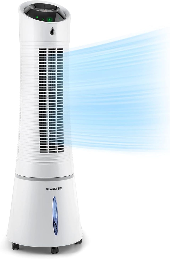 Klarstein 4-in-1: Smart Luftkühler, Ventilator, Luftbefeuchter & Ionisation I 6 L Wassertank, Oszillation, 30 W, 210 m³/h, Timer I Klimagerät ohne Abluftschlauch, Mobiles Klimagerät, Schwarz-Rosegold