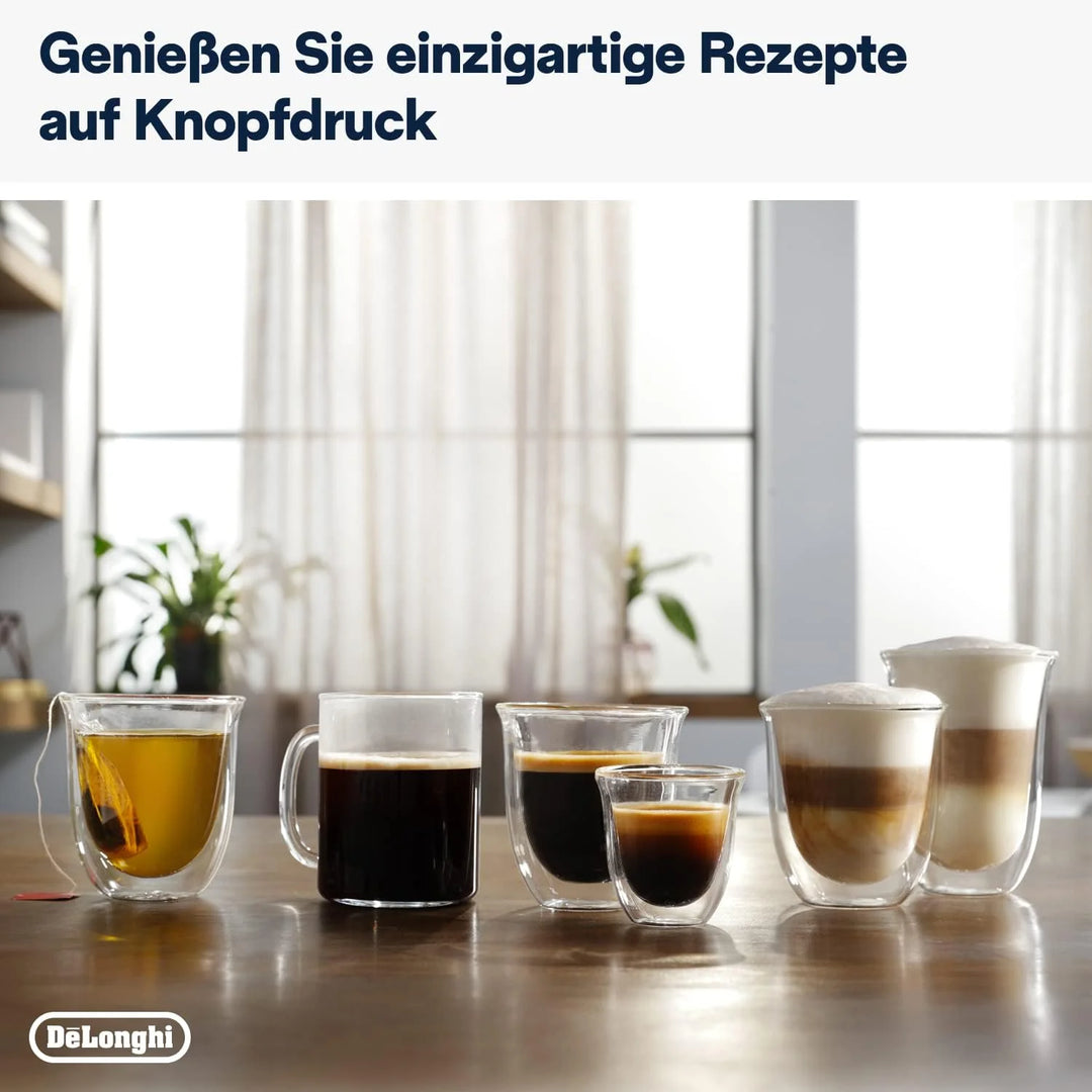 De'Longhi Magnifica Evo Next ECAM312.80.TB, Kaffeevollautomat mit 13 Getränken (Cappuccino, Espresso, Latte Macchiato), 2,4'' TFT Farbdisplay, LatteCrema Milchsystem, 2-Tassen-Funktion, Titan