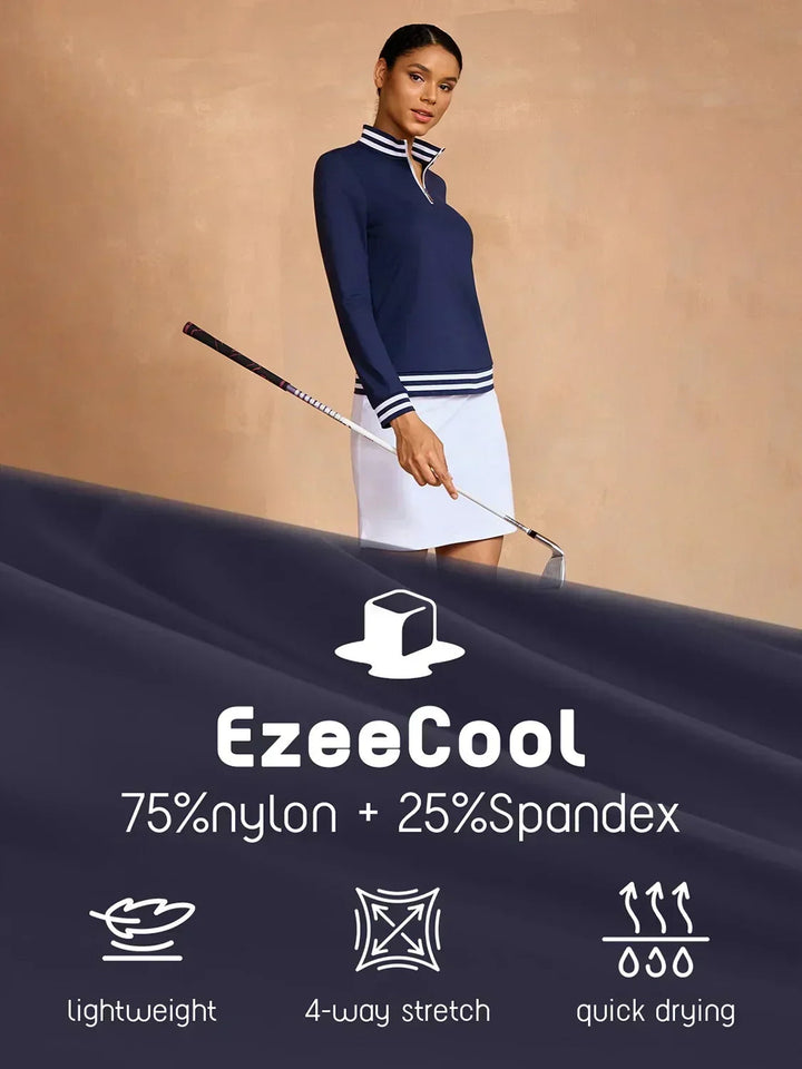 Pánské golfové tričko s dlouhým rukávem a čtvrtým zipem, ochrana proti slunci UPF50+ a sportovní design