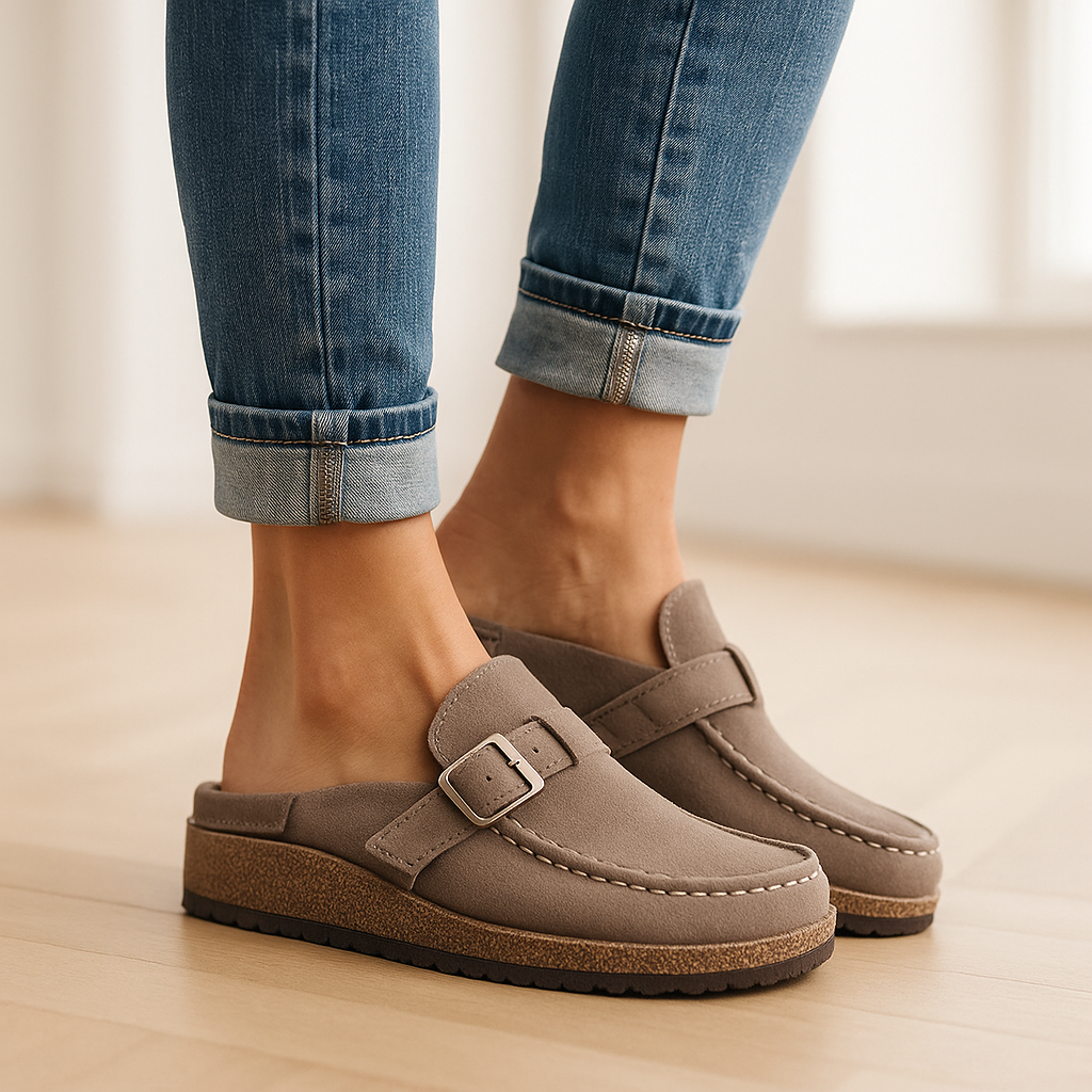 Marena Zapatos Mujer | Loafers Planos con Hebilla Visible