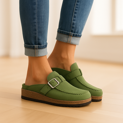 Marena Zapatos Mujer | Loafers Planos con Hebilla Visible