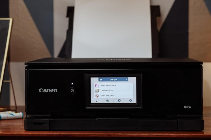 Canon PIXMA TS8750 Multifunktionsdrucker 3in1 (Tintenstrahl,Drucken, Kopieren, Scannen, A4, 10,8 cm Touch LCD, WLAN, Duplexdruck, 2 Papierzuführungen, 2 x 100 Blatt, 6 Separate Tinten) schwarz