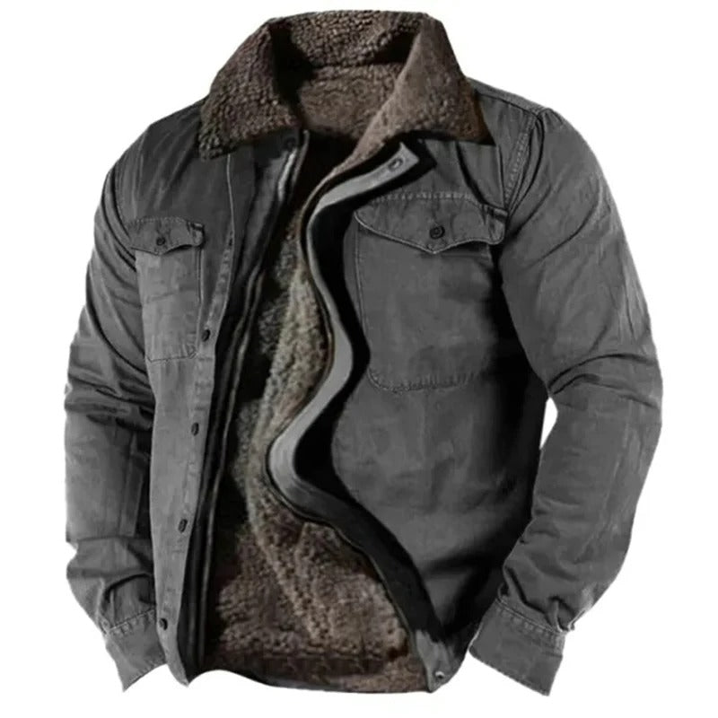 Chaqueta de Denim Forrada con Sherpa para Hombre | Cálido Invierno