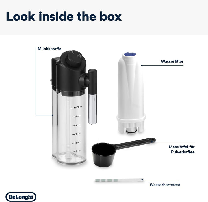 De'Longhi Magnifica Evo ECAM 292.81.B Kaffeevollautomat mit LatteCrema Milchsystem, 7 Direktwahltasten für Cappuccino, Espresso und weitere Kaffeespezialitten, 2-Tassen-Funktion, Schwarz