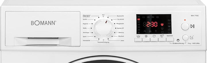 Bomann® Waschmaschine 10kg | max. 1400 U/min | 10 Jahre Motor-Garantie | effizienter, leiser & langlebiger Invertermotor | 15 Programme | Endzeitvorwahl | LED-Display | Washing Machine WA 7110