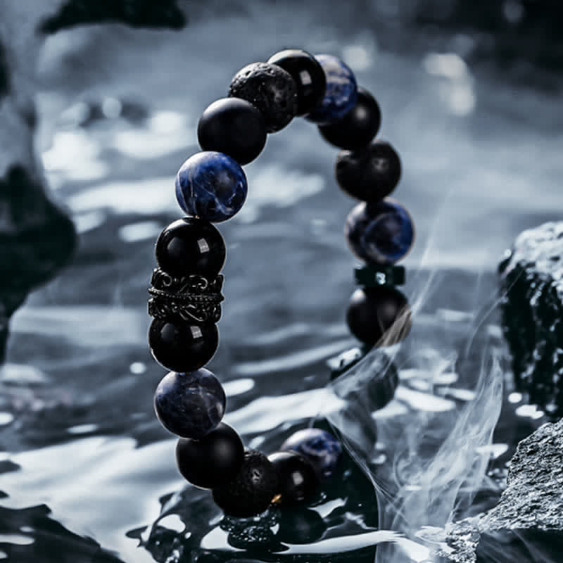 Pulsera de Cuentas de Cristal Natural "Lord Black Warrior"