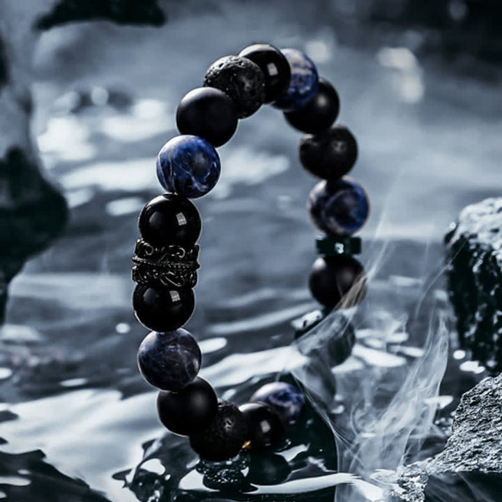 Pulsera de Cuentas de Cristal Natural "Lord Black Warrior"