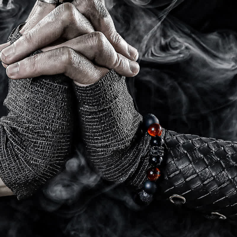 Pulsera de Cuentas de Cristal Natural "Lord Black Warrior"