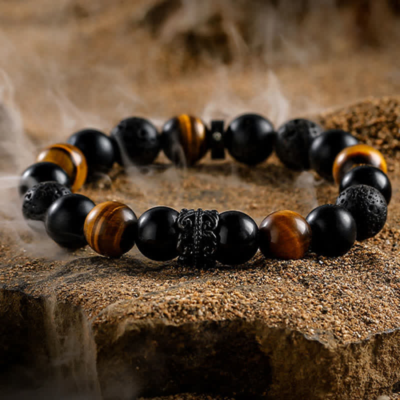 Pulsera de Cuentas de Cristal Natural "Lord Black Warrior"