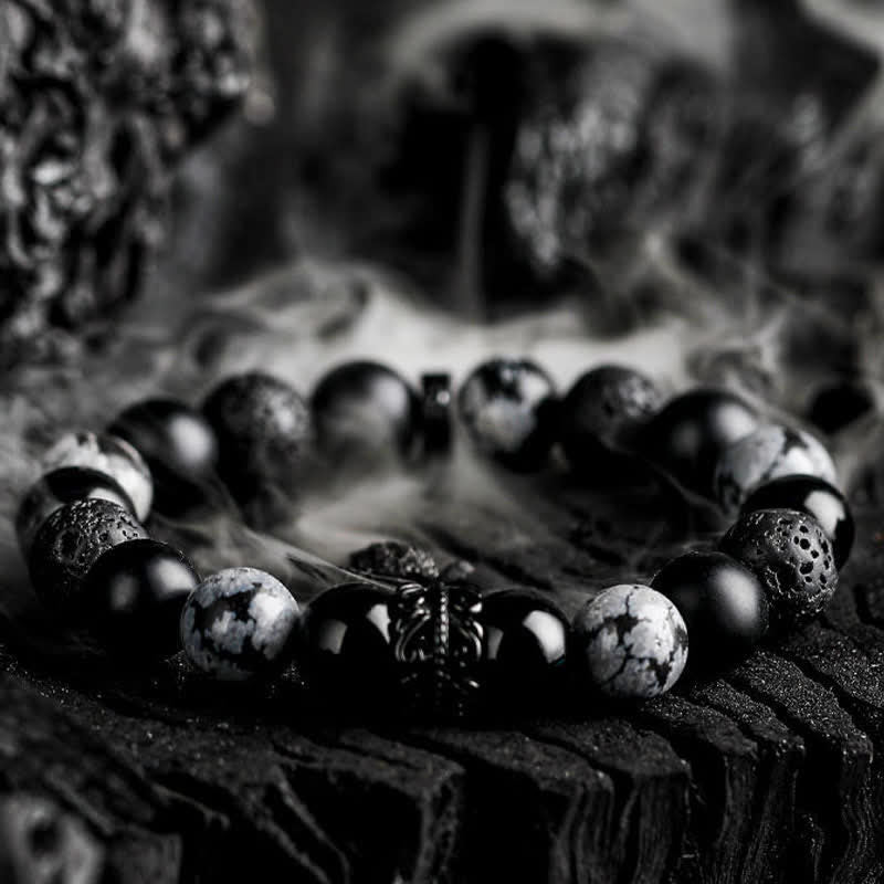 Pulsera de Cuentas de Cristal Natural "Lord Black Warrior"
