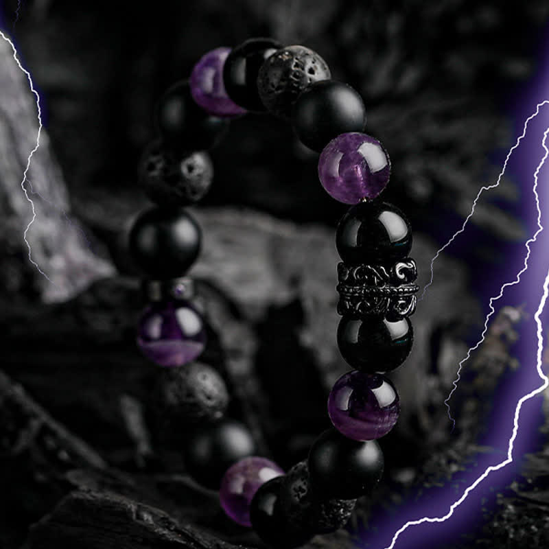 Pulsera de Cuentas de Cristal Natural "Lord Black Warrior"