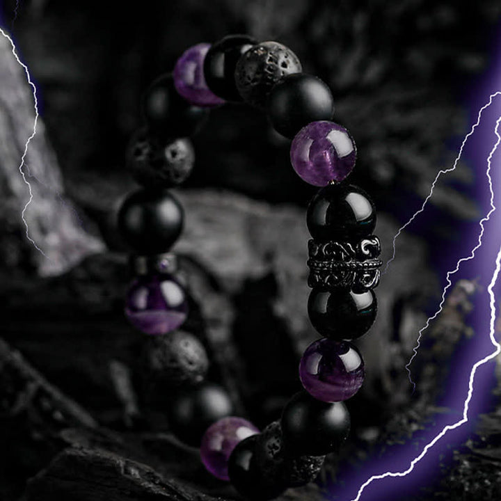 Pulsera de Cuentas de Cristal Natural "Lord Black Warrior"