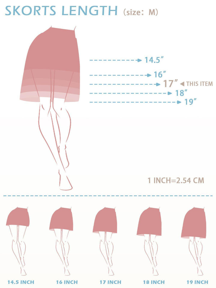 Golf-Rockhose für Damen mit UV-Schutz UPF50+, Sportlicher Skort mit hohem Bund, Volants und 17 Zoll Länge