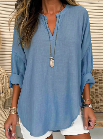 Alveria Blusa Mujer | Blusa de Manga Larga con Cuello en V