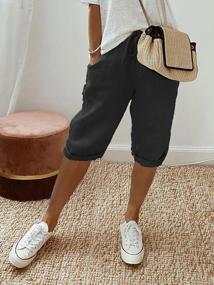 Pantalones Cortos de Algodón 100% para Mujer con Cintura Elástica y Bolsillos | Bermudas de Verano con Ajuste Relajado