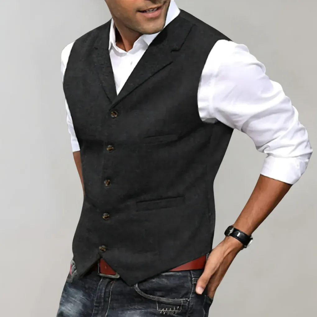 Lerian Pánská Vesta | Vesta s Knoflíky a Bez Rukávů