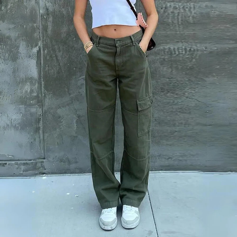 Women's Cargo Pants in Breathable Cotton | Casual Relaxed Fit Pants with Side Pockets for Summer