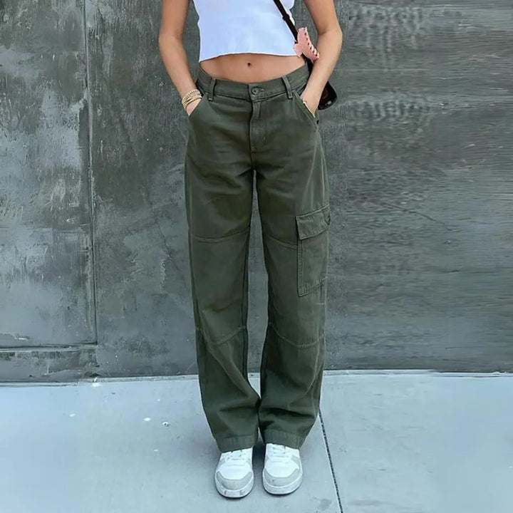 Women's Cargo Pants in Breathable Cotton | Casual Relaxed Fit Pants with Side Pockets for Summer