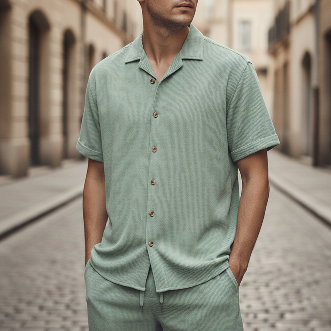 Men's Short Sleeve Shirt and Shorts Set