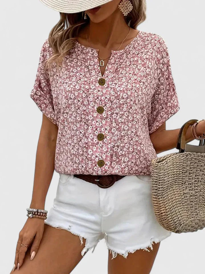 Blusa floral de verano en algodón para cualquier ocasión