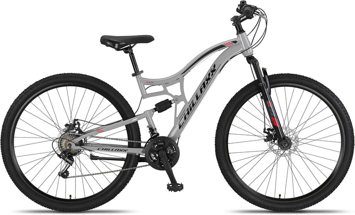 Chillaxx Bike Falcon Premium Mountainbike in 24,26,27.5 und 29 Zoll - Fahrrad für Jungen, Mädchen, Damen und Herren - Scheibenbremse- 21 Gang-Schaltung - Vollfederung