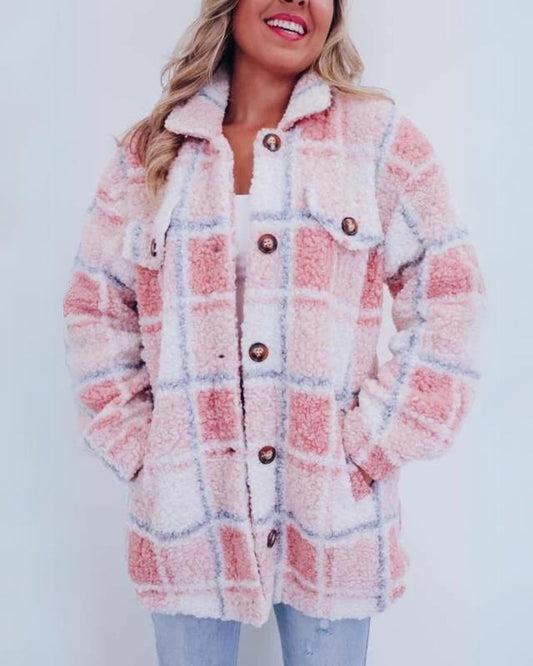 Chaqueta Casual a Cuadros para Mujer | Cálida