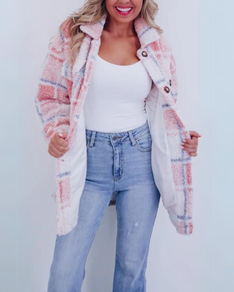 Chaqueta Casual a Cuadros para Mujer | Cálida