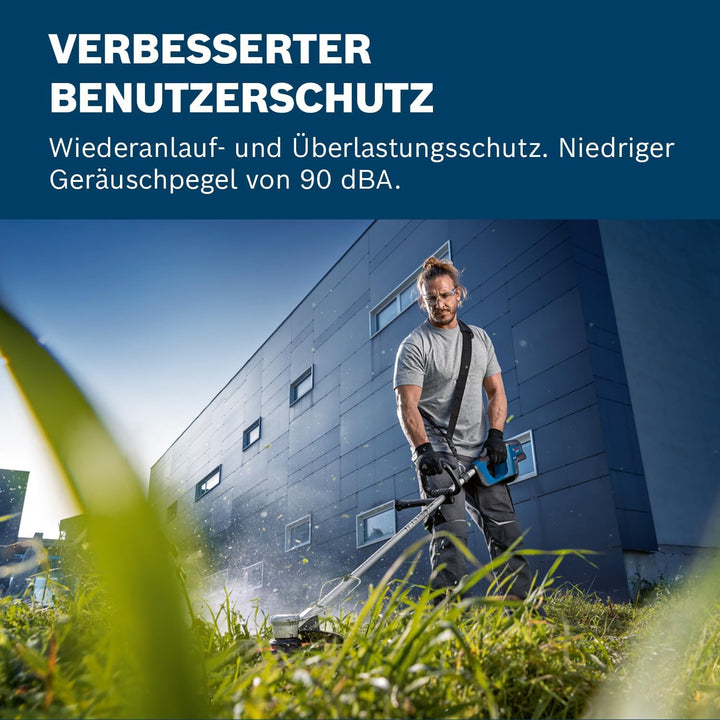 Bosch Professional 18V System Akku-Rasentrimmer GRT 18V-33 (bürstenloser Motor, Schnittkreisdurchmesser von 33 cm, inkl. 1x Schultergurt, 1x Fadenspuleneinheit)