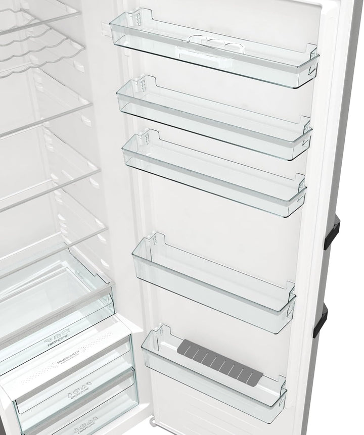 Gorenje R 619 DAXL6 Kühlschrank/AdaptTech/FreshZone/Schnellkühlfunktion/Umluft-Kühlsystem/LED Display / 398l / 185cm / EEK D/Edelstahl