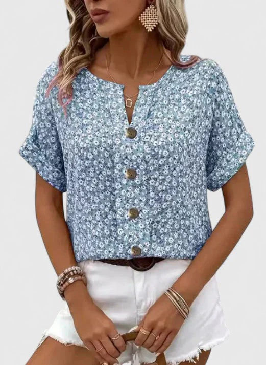 Blusa floral de verano en algodón para cualquier ocasión