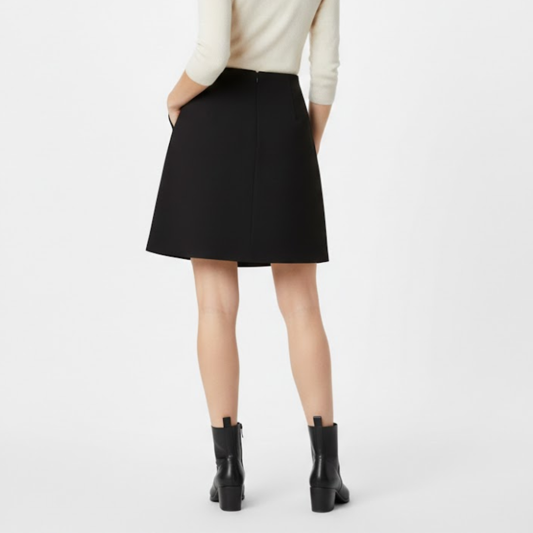 Minifalda Asimétrica de Cintura Alta para Mujer con Cremallera y Botones