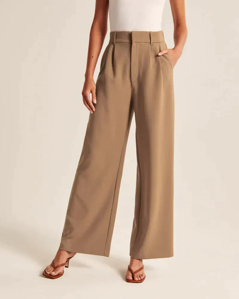 Pantalón Ancho Sastre Mujer | Cintura Alta & Corte Amplio