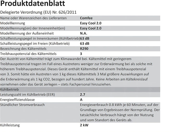 Comfee Mobiles Klimagerät MPPH-09CRN7, 9000 BTU 2,6kW, Kühlen&Ventilieren&Entfeuchten, Raumgröße bis 88m³(33㎡), Mobile Klimaanlage mit Abluftschlauch
