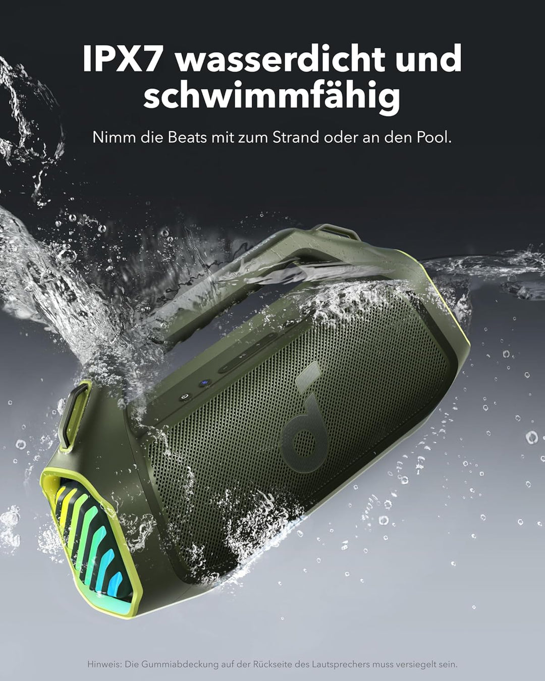 soundcore Boom 2 Plus Outdoor Lautsprecher, 140W, 2+2 Channel, BassUp 2.0, 20h, Schnellladung, IPX7 wasserdicht, RGB Lichter, USB-C, Power Bank, BT 5.3, tragbarer Bluetooth Lautsprecher, Camping