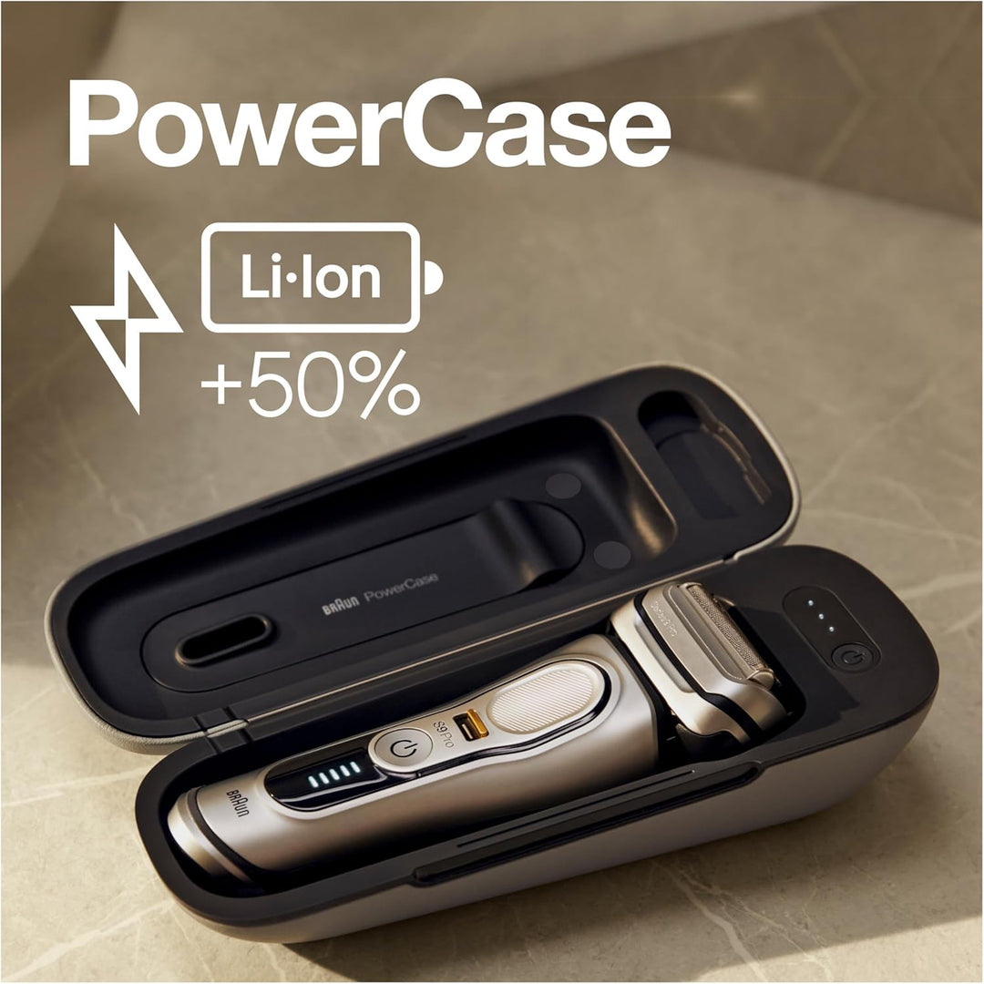Braun Series 9 Pro Premium Rasierer Herren mit 4+1 Scherkopf, Elektrorasierer & ProLift Trimmer, PowerCase, 5-in-1 Reinigungsstation, 60 Min Laufzeit, Made in Germany, 9477cc, silber