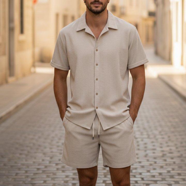 Men's Short Sleeve Shirt and Shorts Set