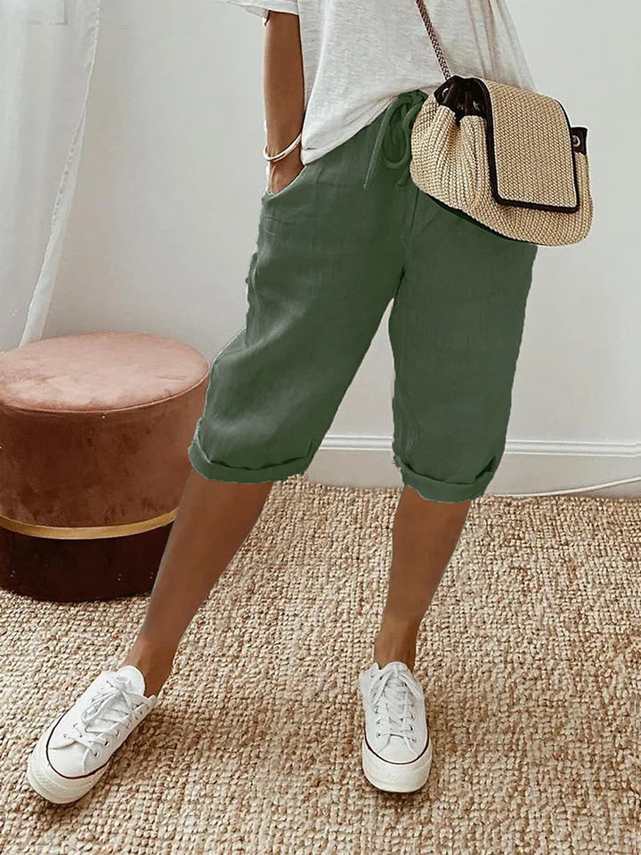 Pantalones Cortos de Algodón 100% para Mujer con Cintura Elástica y Bolsillos | Bermudas de Verano con Ajuste Relajado