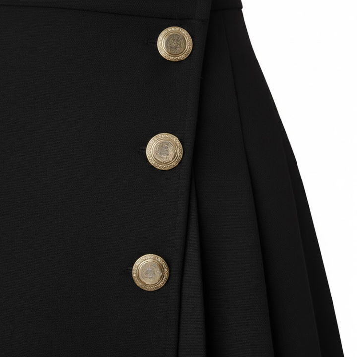 Minifalda Asimétrica de Cintura Alta para Mujer con Cremallera y Botones