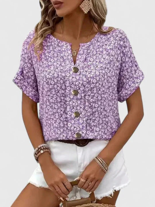 Blusa floral de verano en algodón para cualquier ocasión