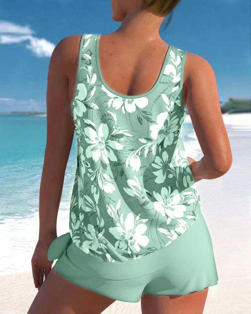 Conjunto Tankini con Estampado Floral para Mujer