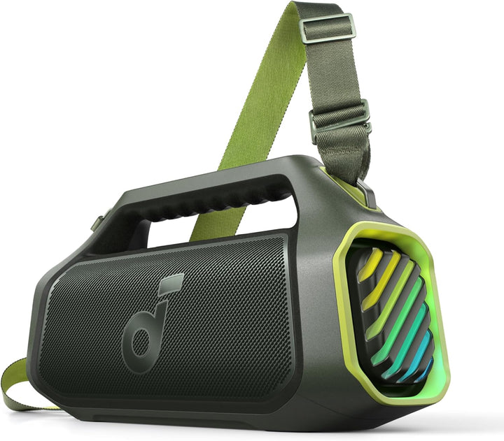 soundcore Boom 2 Plus Outdoor Lautsprecher, 140W, 2+2 Channel, BassUp 2.0, 20h, Schnellladung, IPX7 wasserdicht, RGB Lichter, USB-C, Power Bank, BT 5.3, tragbarer Bluetooth Lautsprecher, Camping