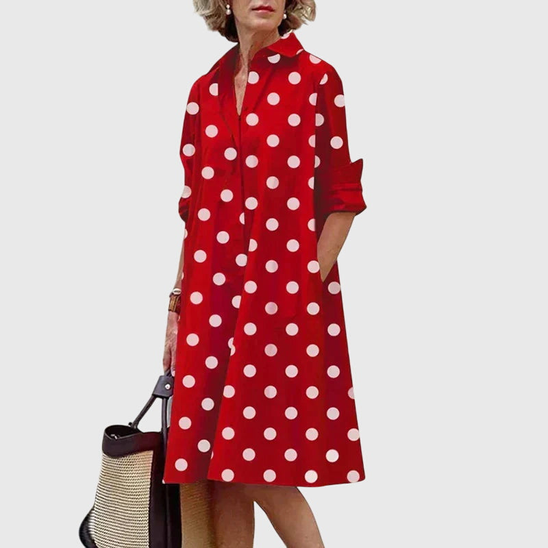 Robe décontractée pour femme avec poches fonctionnelles | Robe à coupe décontractée en tissu fluide de polyester pour un usage quotidien