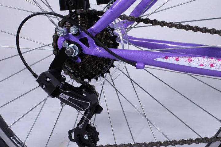 Talson 24 Zoll Kinderfahrrad 21-Gang Drehgriffschaltung Lila-Weiss mit Beleuchtung nach STVO